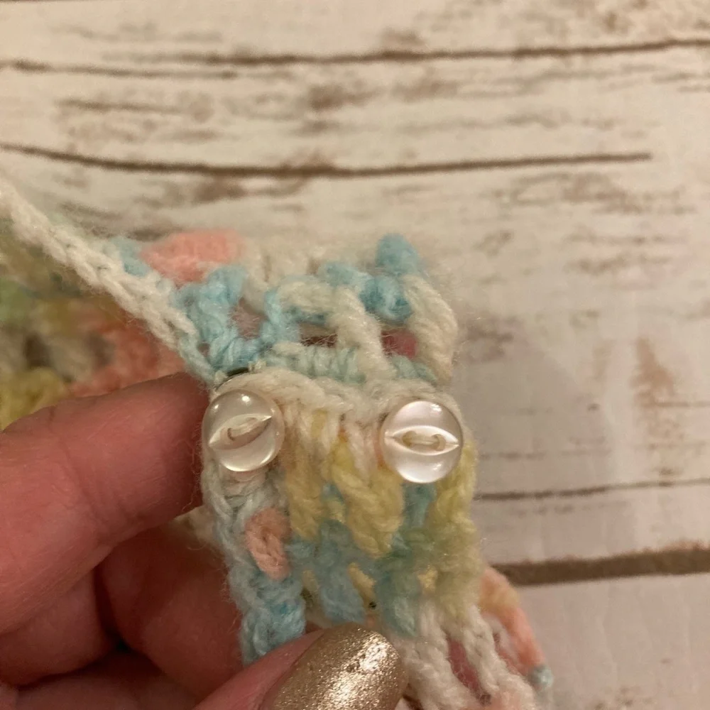 Vintage Handmade Crotchet Baby Pastel Rainbow Onesie 3-6 Months